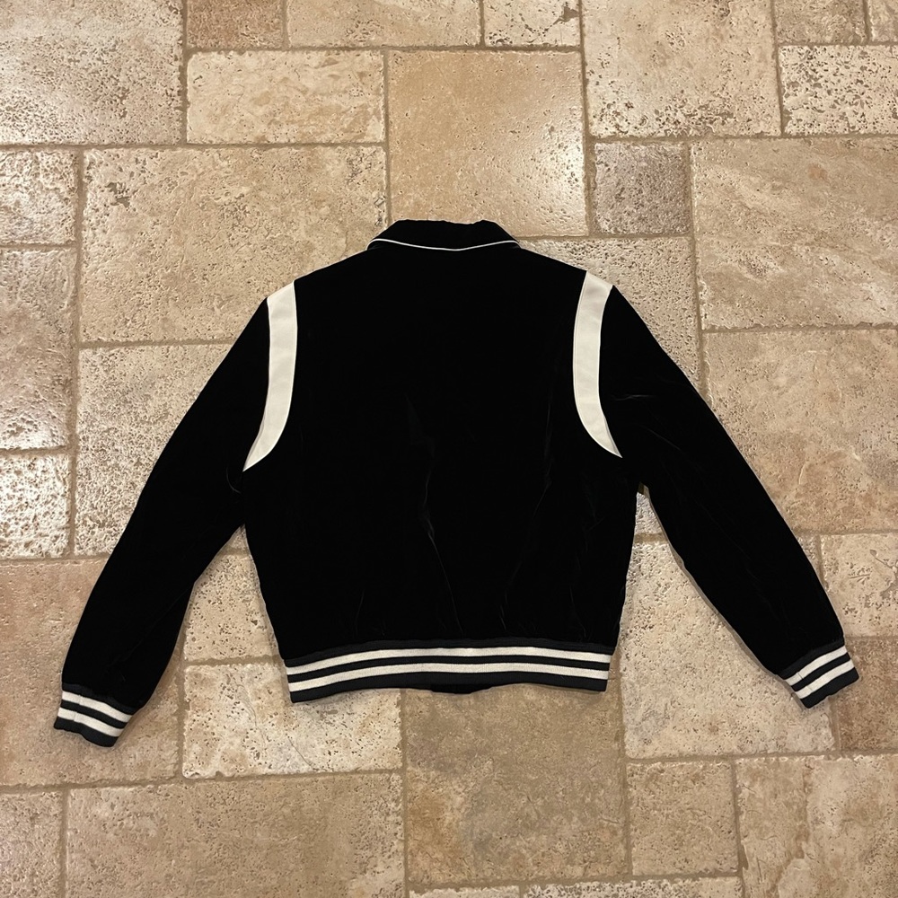Celine x Hedi Slimane Black Velvet Teddy Varsity Jacket RARE - Picture 4 of 13